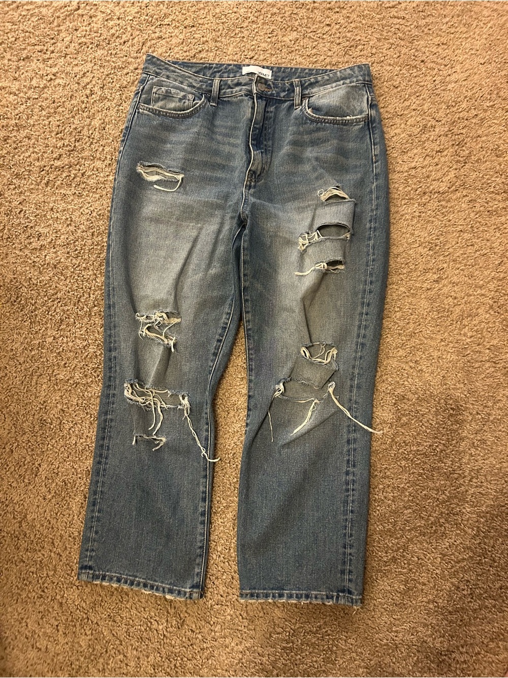 Vervet Women's Straight-Leg Distressed Jeans - Light Blue Wash